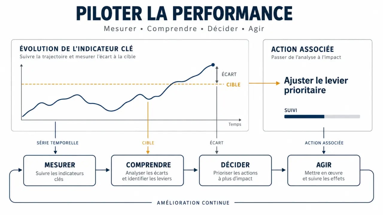 Méthode de pilotage de la performance avec KPI et tracker d'évolution