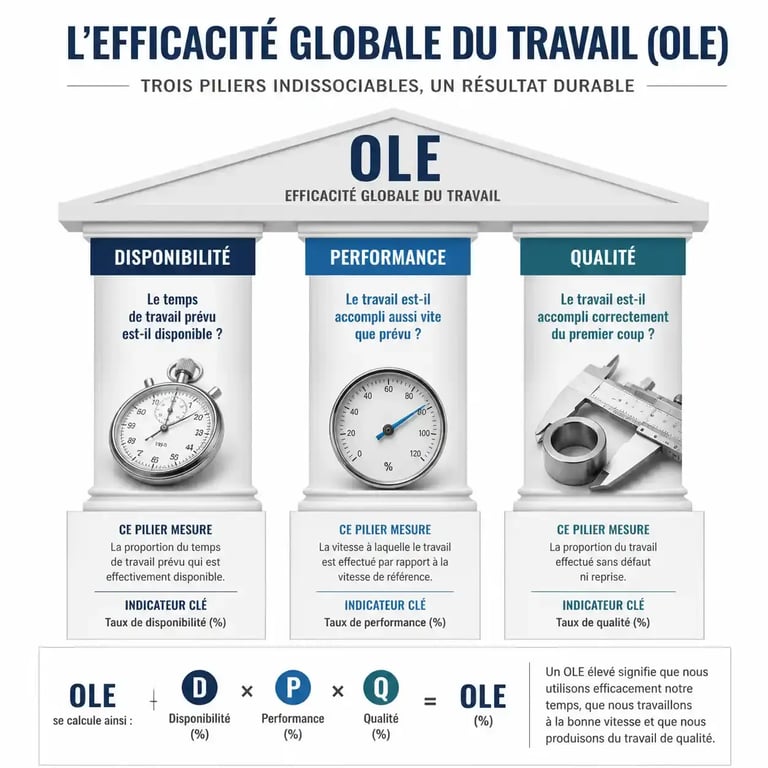 Représentation graphique des trois piliers de la productivité OLE