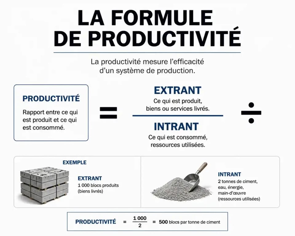 Schéma explicatif du calcul de productivité en entreprise