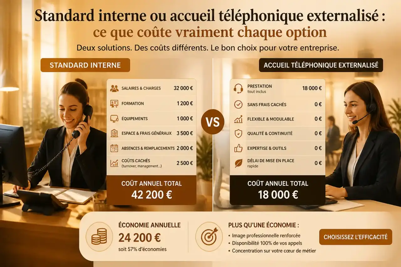 Standard interne ou accueil téléphonique externalisé : ce que coûte vraiment chaque option