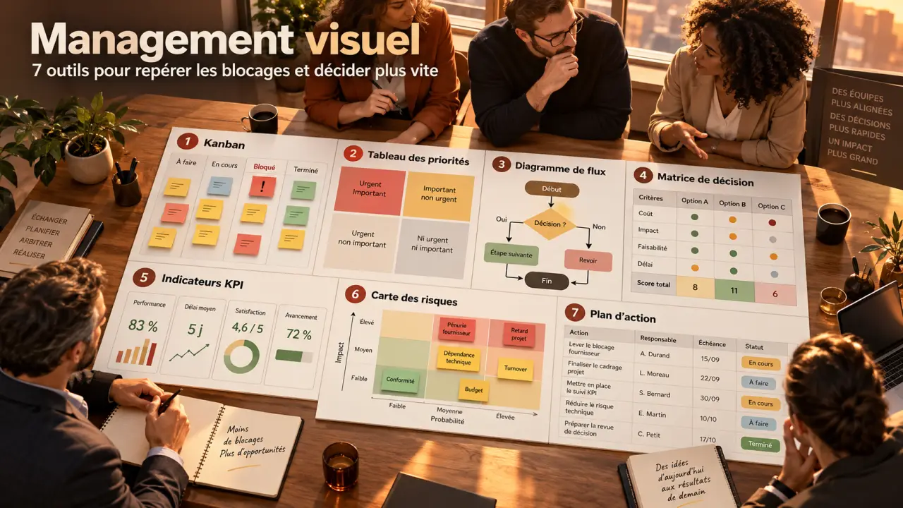 Management visuel : 7 outils pour repérer les blocages et décider plus vite