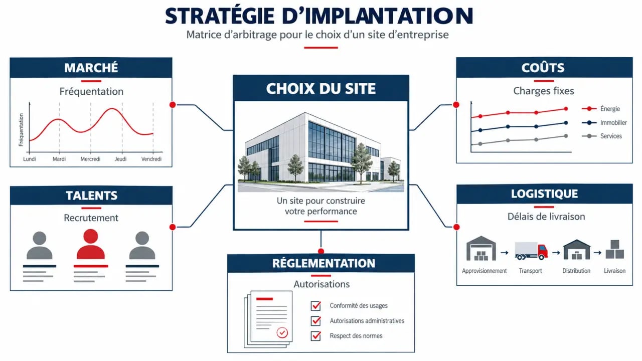 Infographie sur les critères d’une stratégie d’implantation d’entreprise