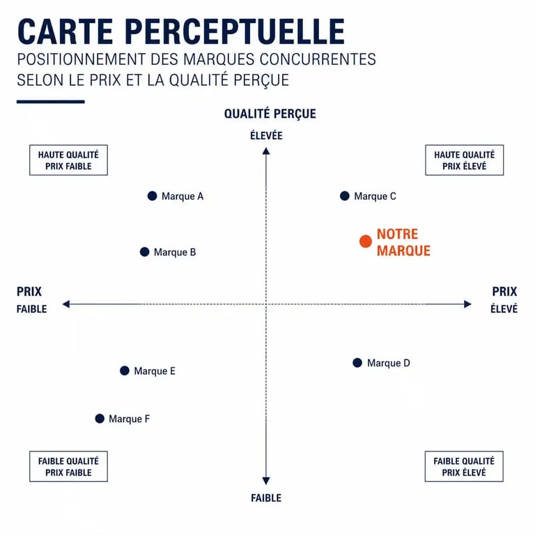 Carte perceptuelle pour analyser son positionnement commercial sur le marché