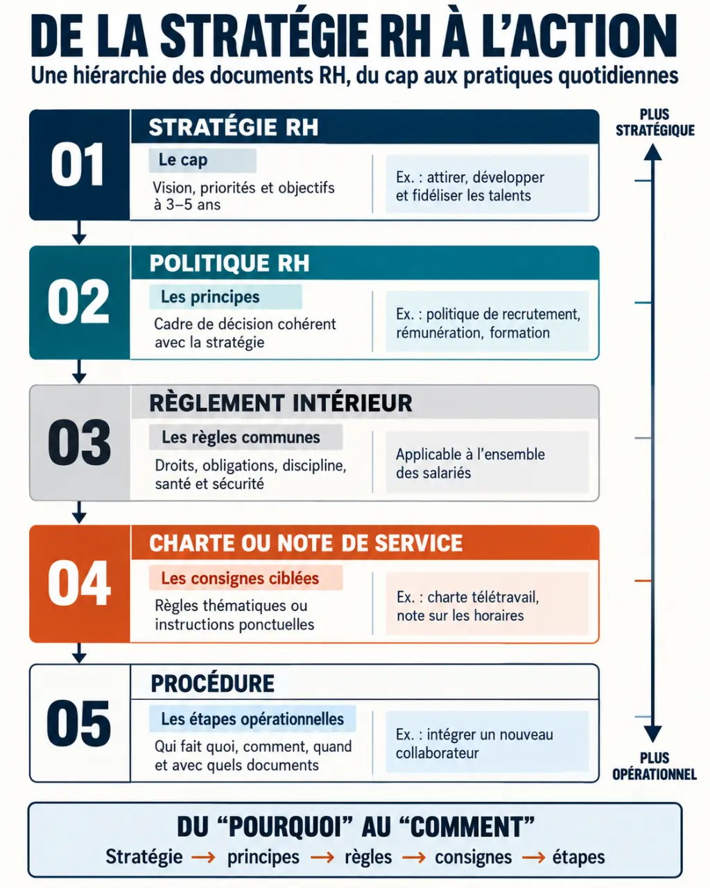 Infographie sur la politique de ressources humaines et sa différence avec la stratégie RH